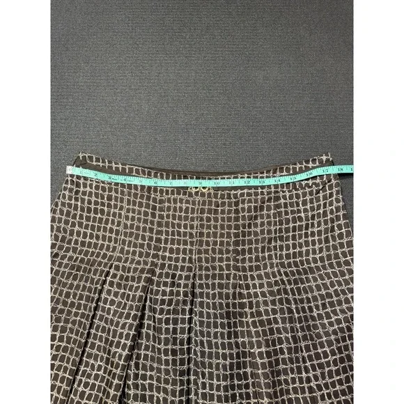 Ann Taylor 100% Silk Fully Lined Brown‎ Pleated Skirt Size 12 - Picture 3 of 7